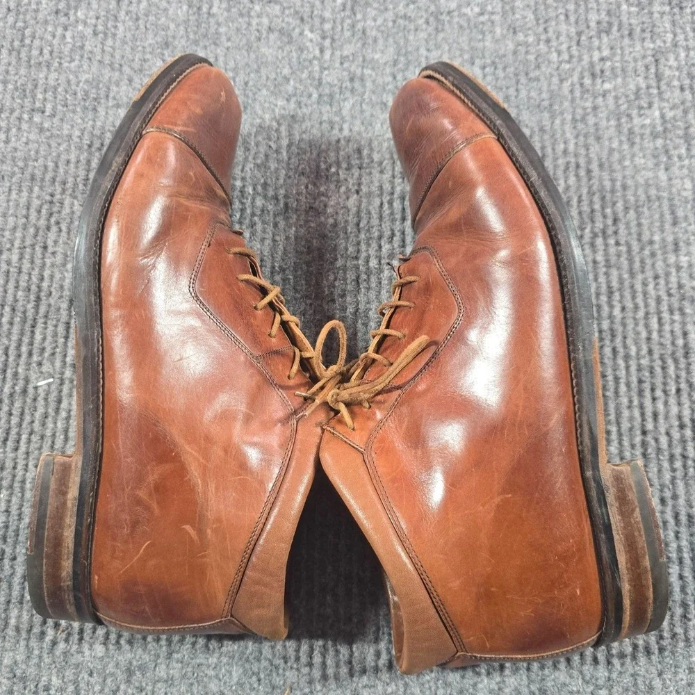 Johnston & Murphy Boots Mens Size 10W Brown Leather Chukka Ankle Cap Toe Italy